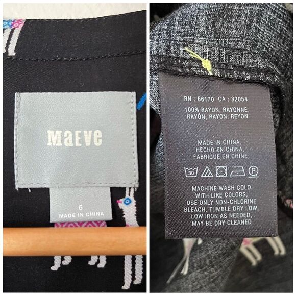 Anthropologie Maeve Lama print black pullover shirt NWOT size 6 - Picture 5 of 5